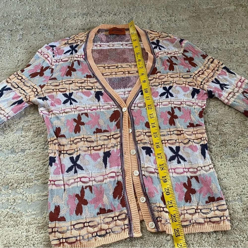 Missoni Made In Italy Knit Cardigan Sweater Button Down Tight Multicolor:
